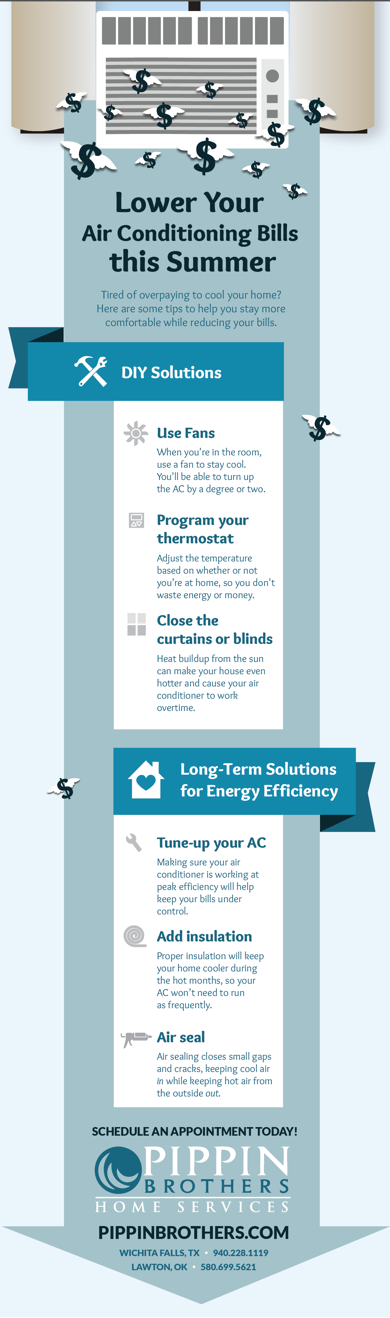 Ways to Lower Your Air Conditioning Bills this Summer Infographic