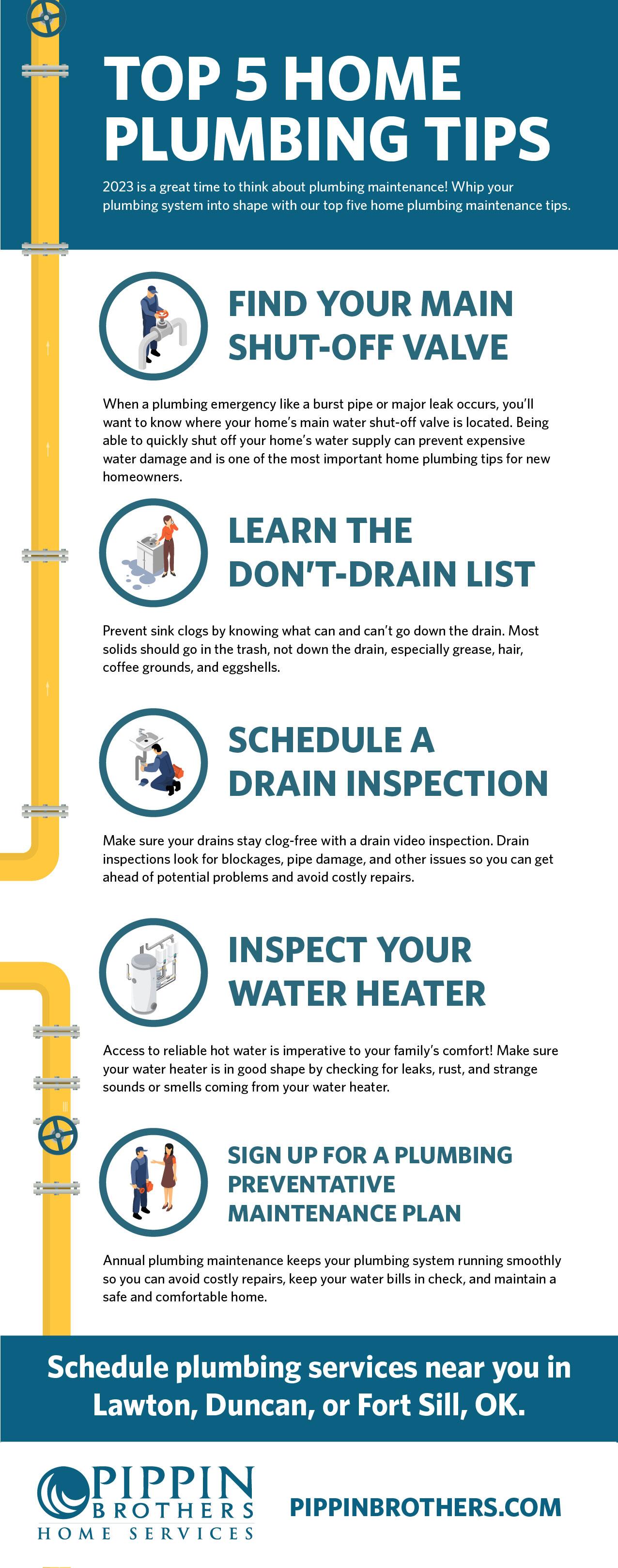Image of infographic explaining Top 5 Home Plumbing Tips