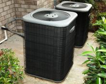 Outdoor air conditioning unit on cement 