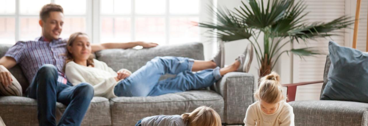 Family in the living room