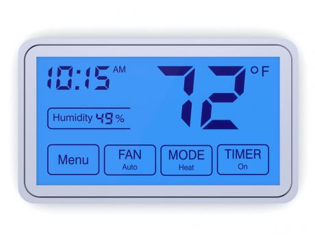 Thermostat showing indoor humidity level