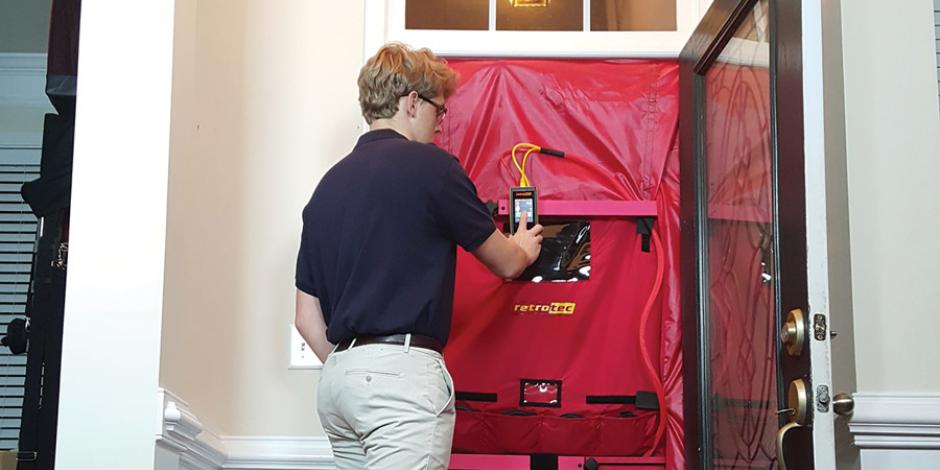 Blower door testing