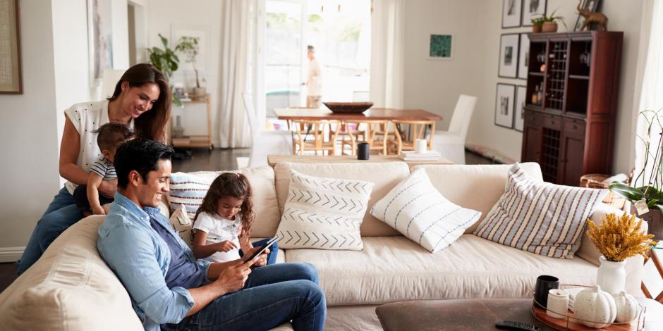 Healthy family inside home