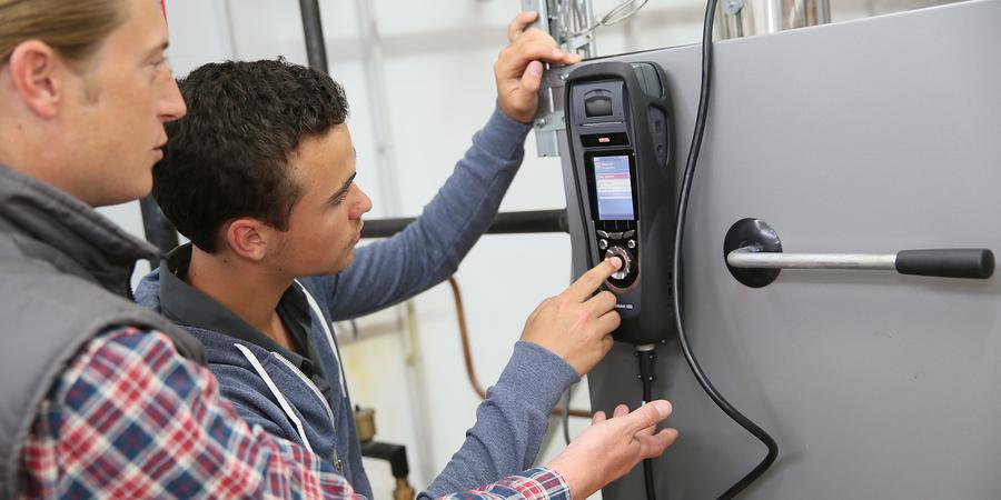 Technician testing equipment Technician testing equipment